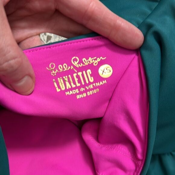 Lilly Pulitzer Luisa scalloped sports bra UPF 50 green XS - Picture 4 of 7